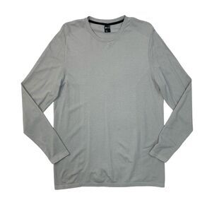 Zella T Shirt Mens L Large Grey Crew Neck Performance Long Sleeve Tech Workout
